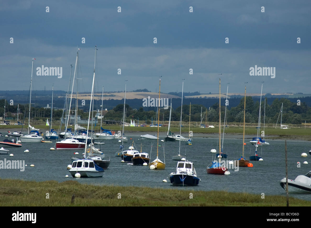 Boats on mooring Stock Photo - Alamy