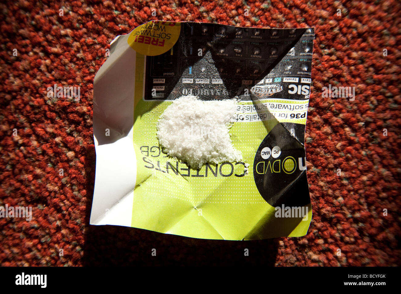 1 gram wrap of Ketamine in its powdered form. Ketamine is a horse tranquilizer commonly used as a Narcotic. Stock Photo