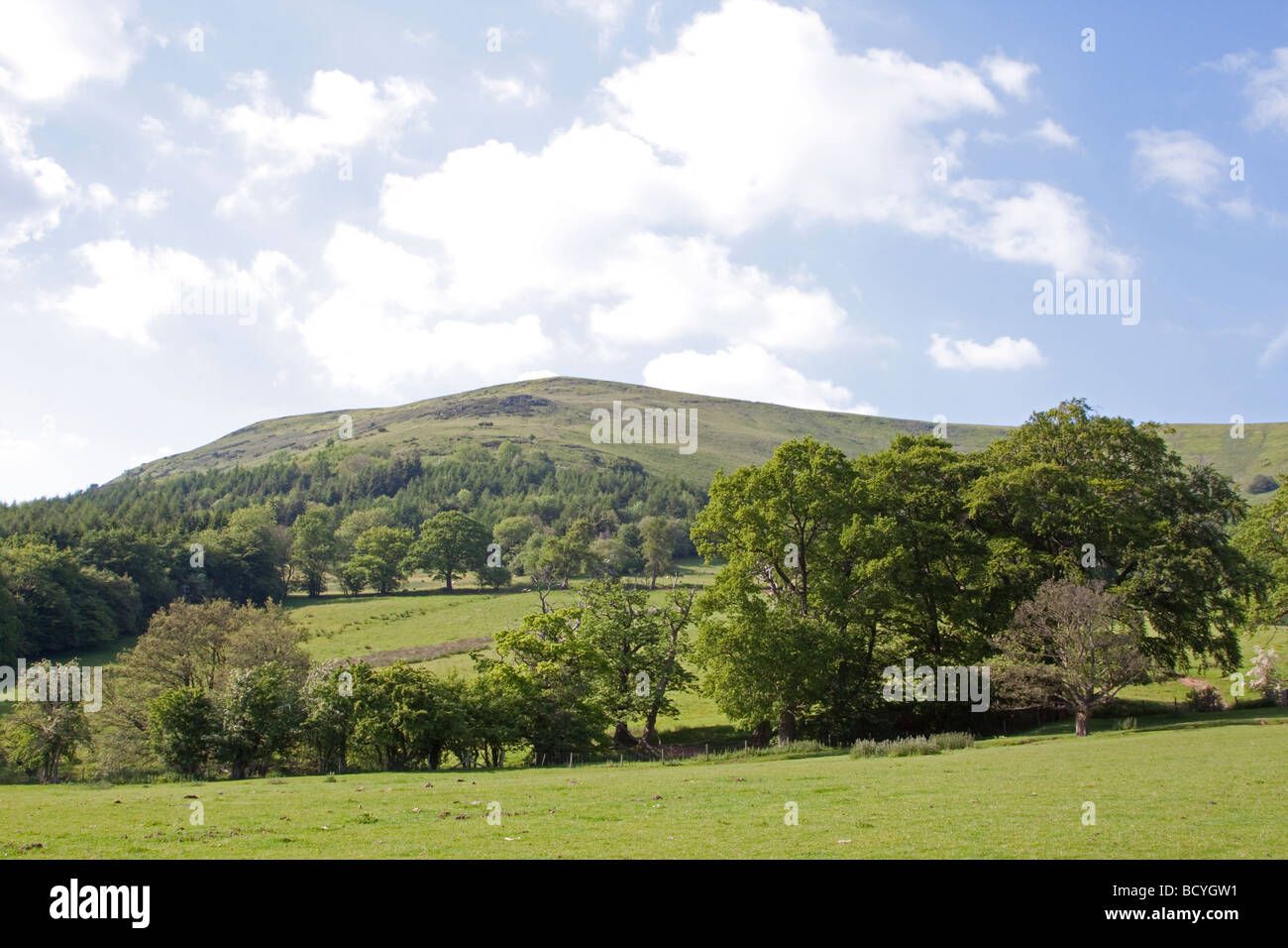 The Black Mountains taken from Llanthony Priory in Wales Stock Photo