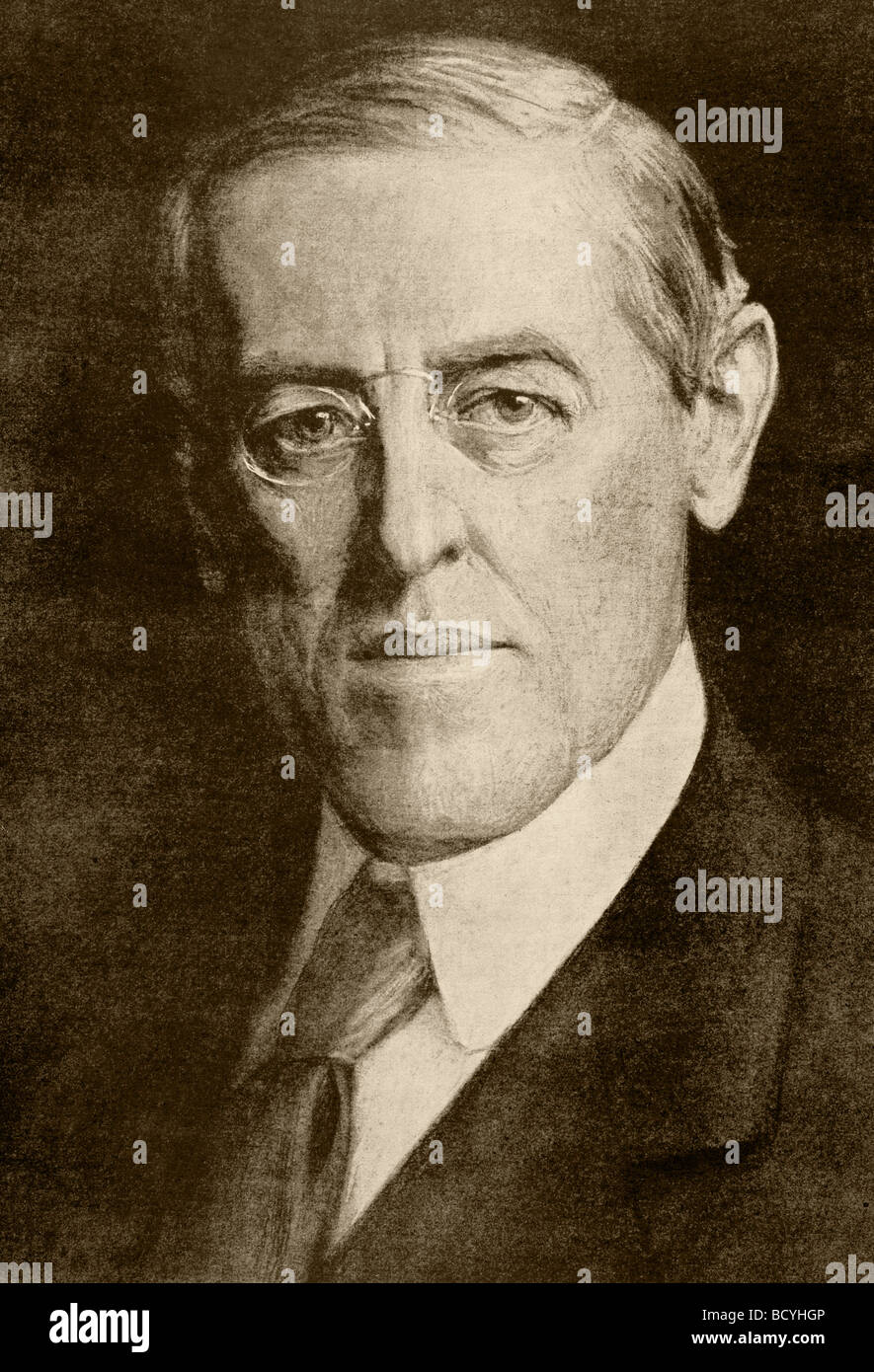 Thomas Woodrow Wilson 1856 to 1924.  28th President of the United States. Stock Photo