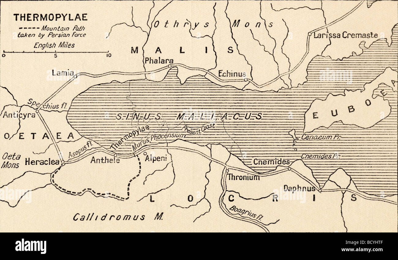 Map of Thermopylae, Greece. Stock Photo