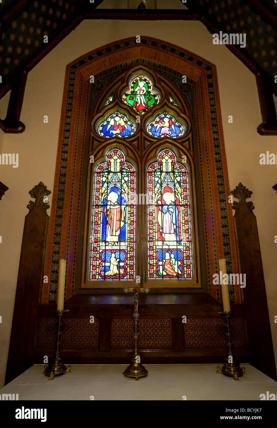 stained glass window in the chapel of The Grange, home of Victorian