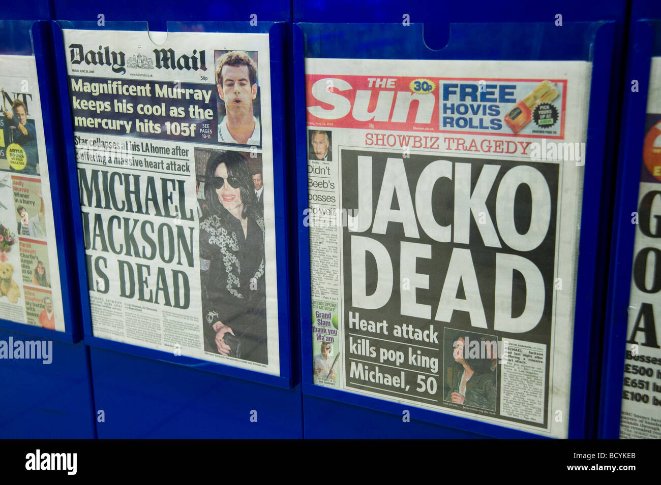 Michael Jackson is Dead headlines in the British National newspapers Stock Photo