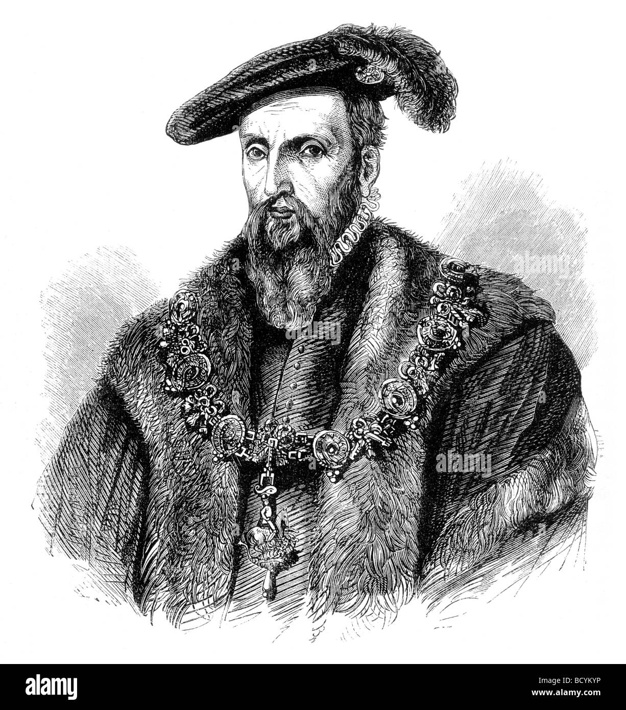 Portrait of Edward Seymour 1st Duke of Somerset from an original painting by Holbein Stock Photo