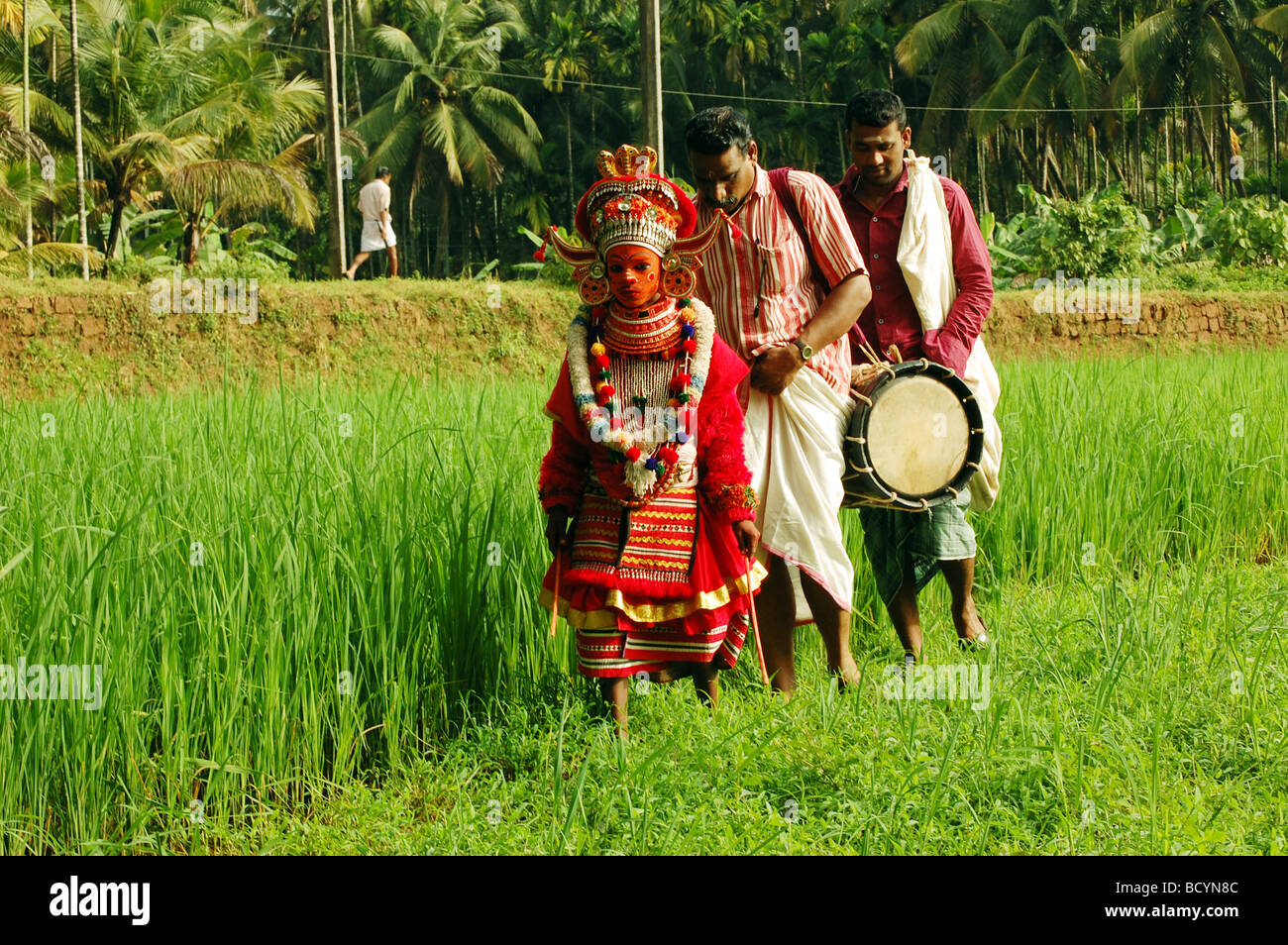flok lore of kerala,a young boy in theyyam costume Stock Photo