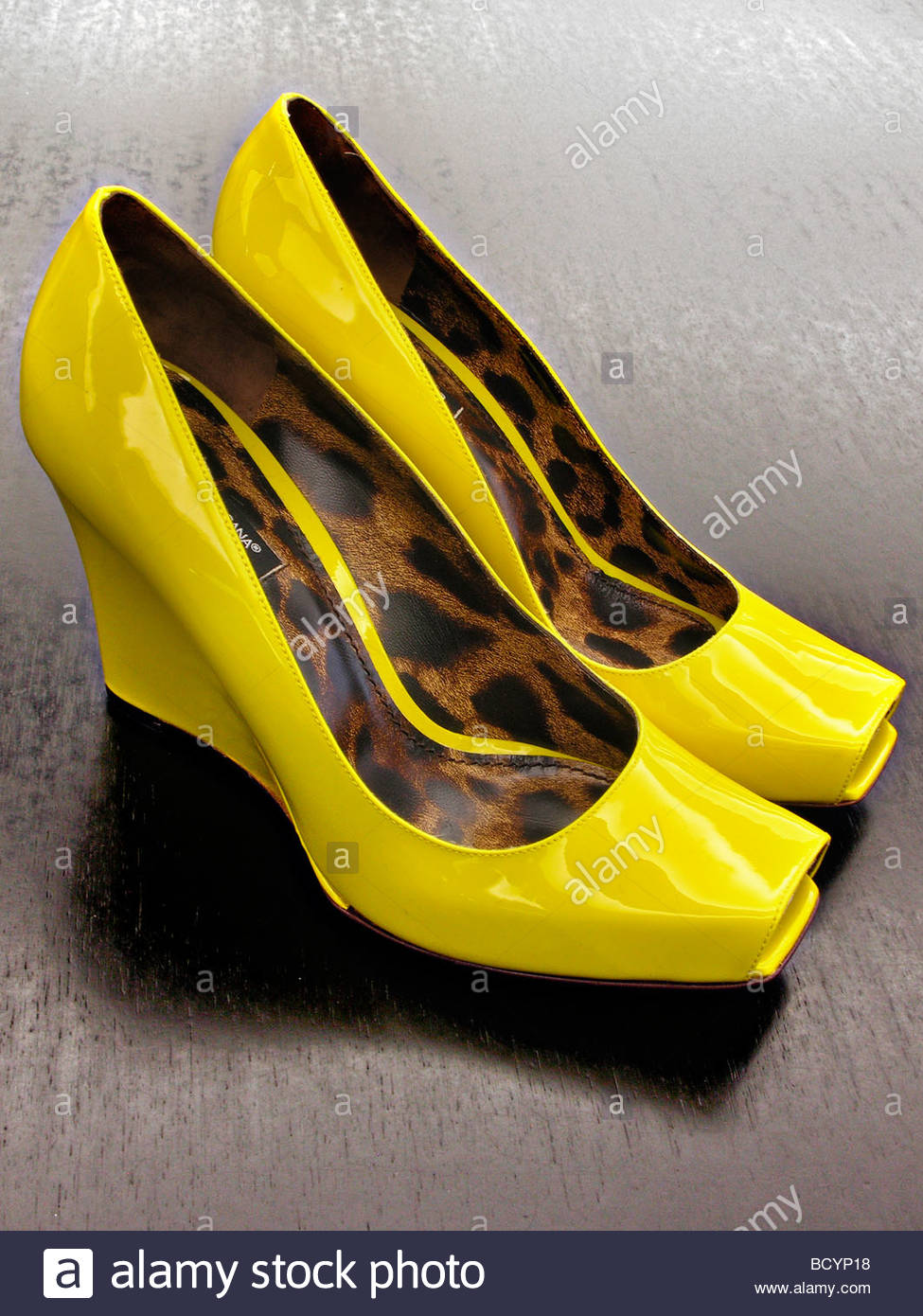 yellow wedge shoes