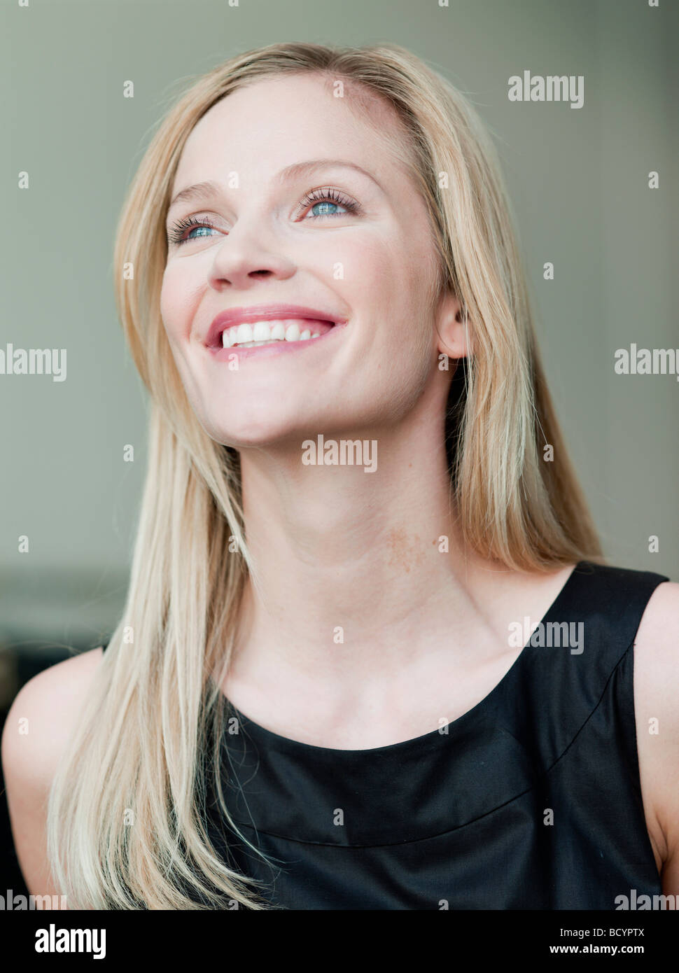 woman looking up Stock Photo