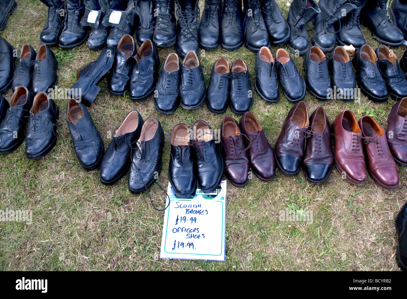 Scottish brogues and officers' shoes are displayed for sale at the  Colchester Military Festival in Colchester, Essex, England Stock Photo -  Alamy