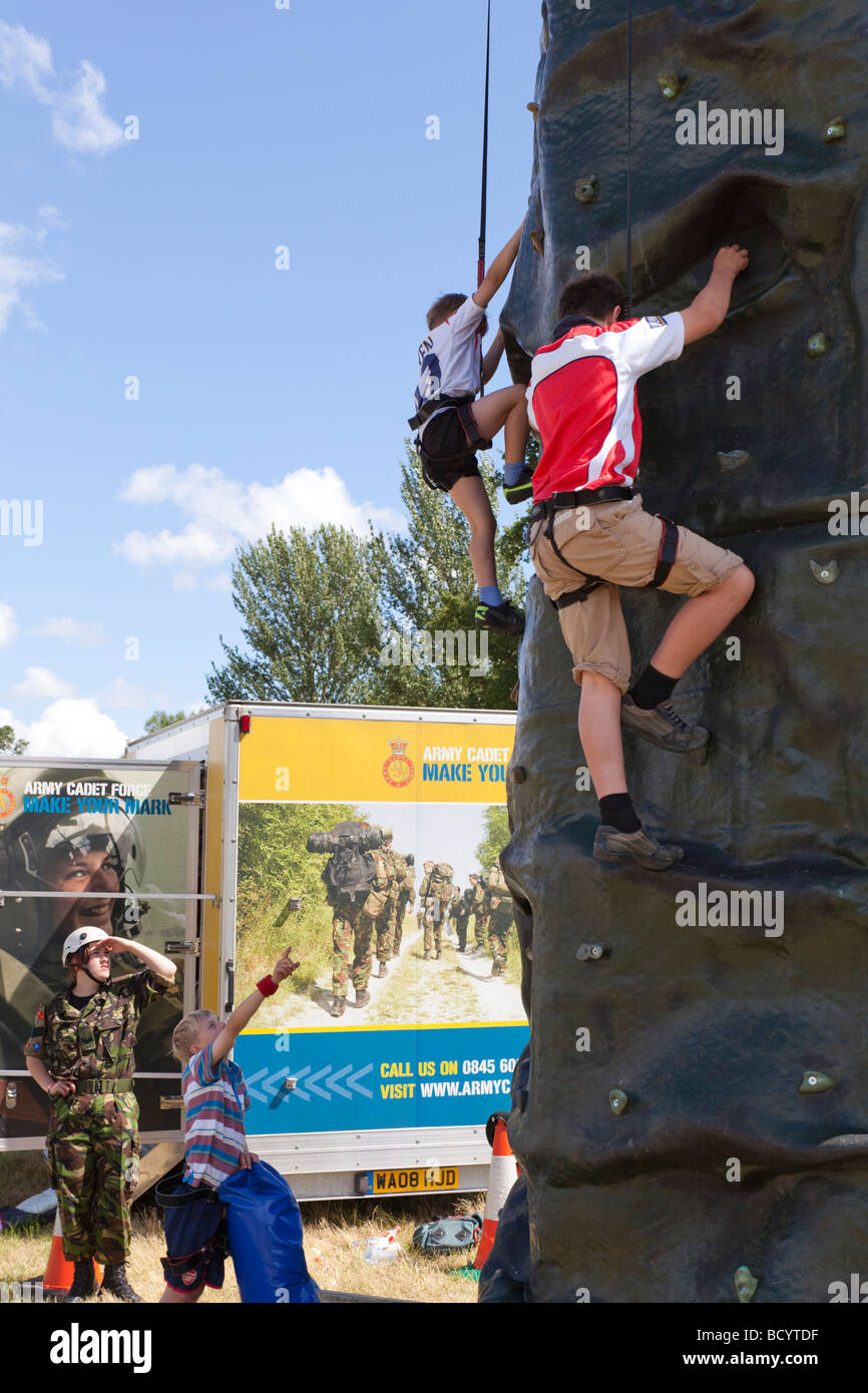 Army Cadet Force climbing wall at the Hardwicke Court Military and Civilian Tattoo, Hardwicke, Gloucestershire Stock Photo