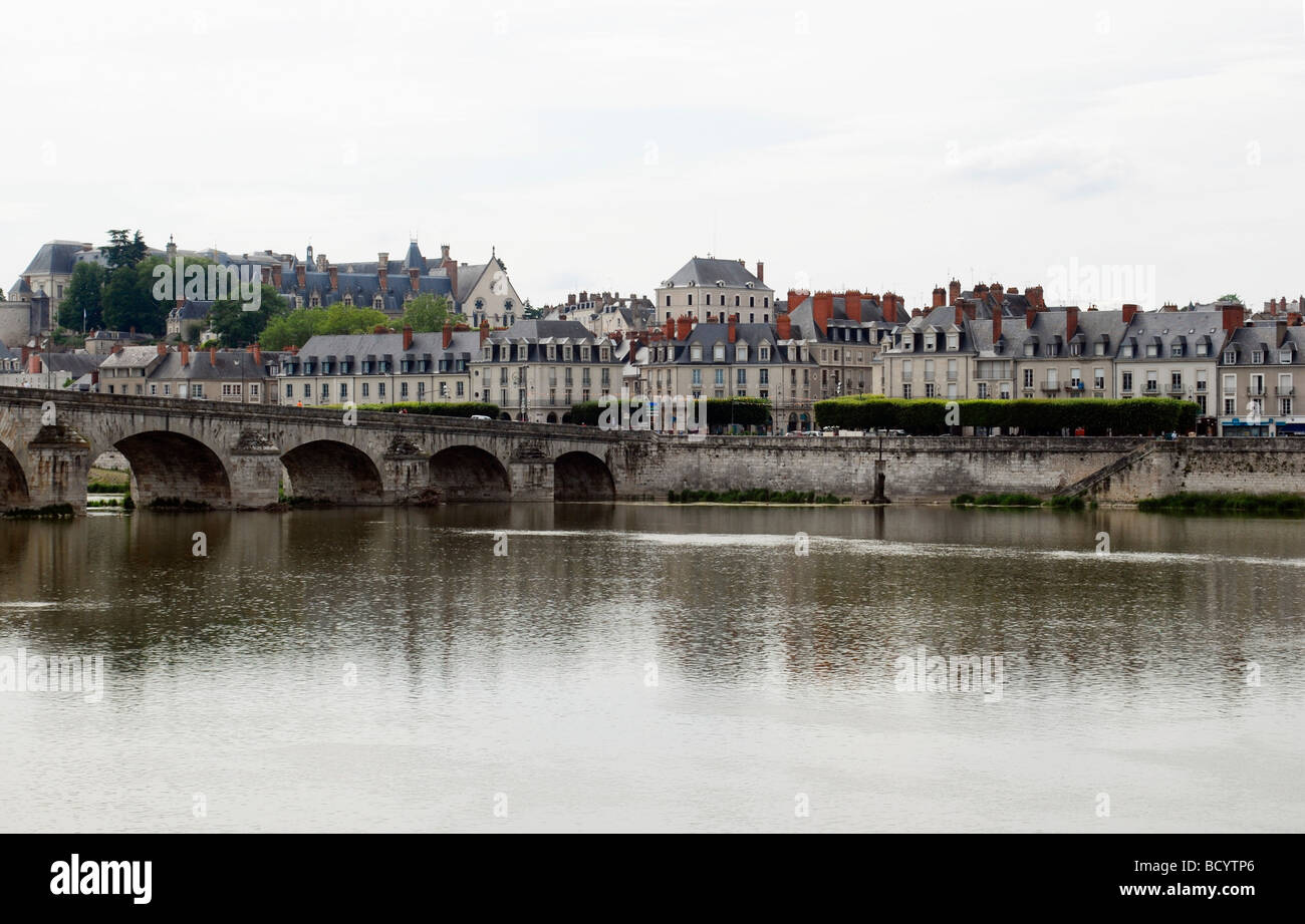 France Loir et Cher department Blois cityscape The loire river in the foreground Stock Photo
