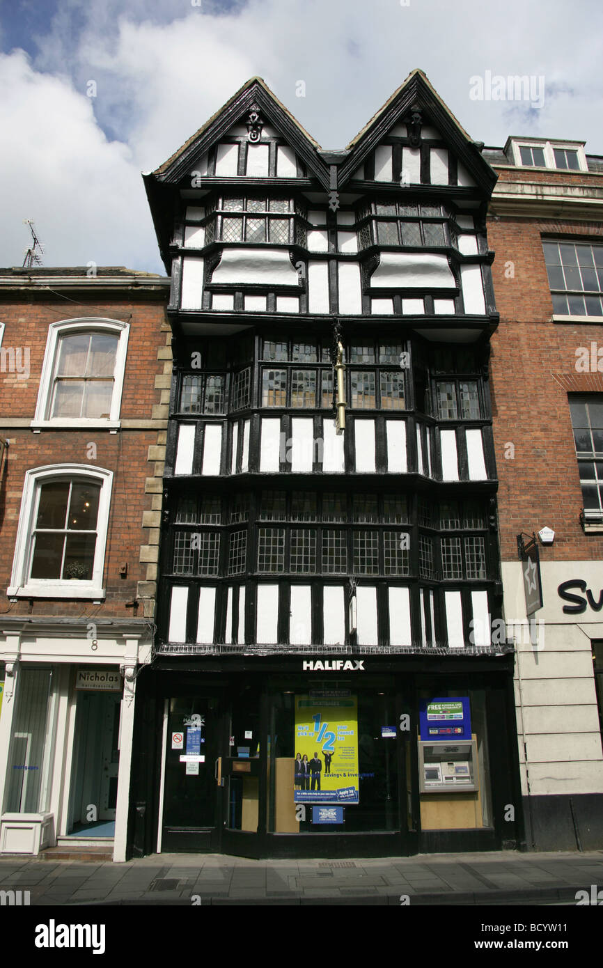 Town of Tewkesbury, England. The Halifax Bank located in Tewkesbury’s principle shopping area at High Street. Stock Photo