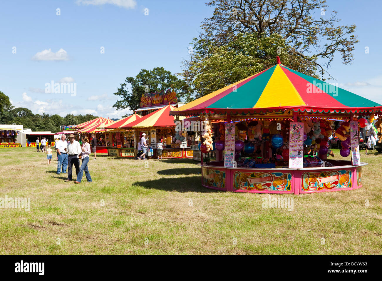 Fairground stalls at the Hardwicke Court Military and Civilian Tattoo, Hardwicke, Gloucestershire Stock Photo