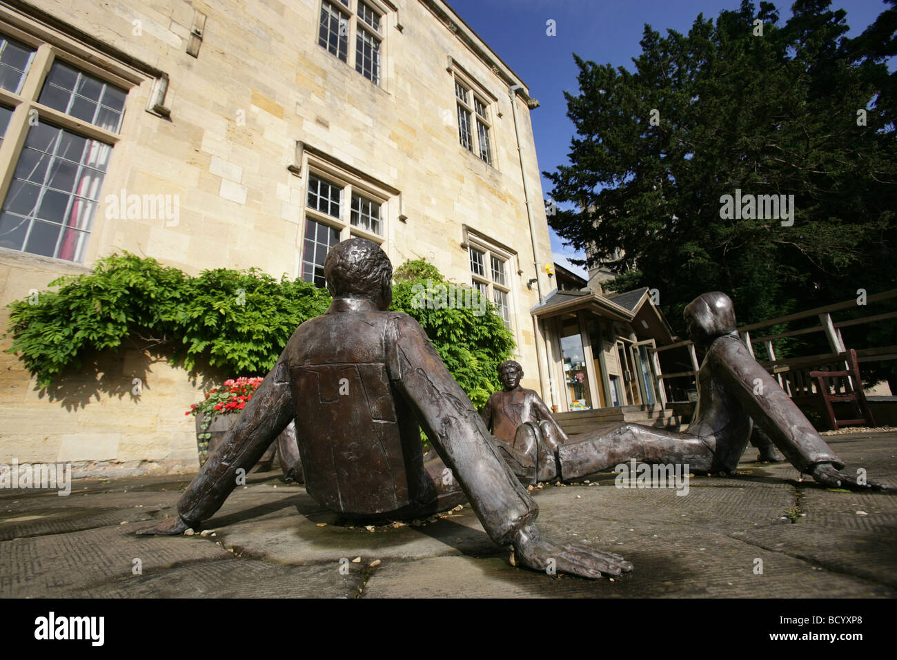 Town of Tewkesbury, England. The public art sculpture Touching Souls at