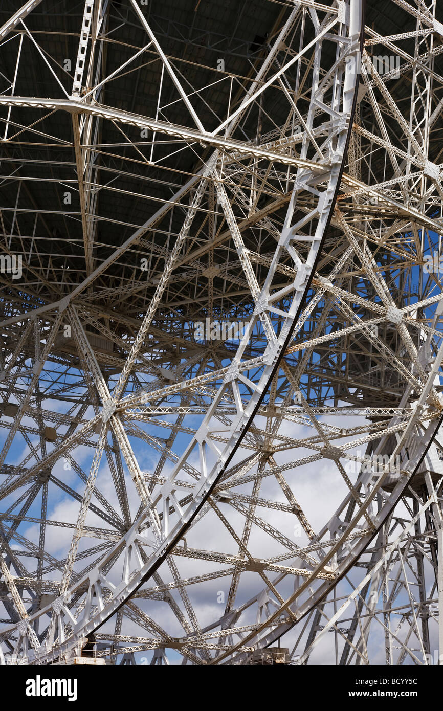 Detail of the structure of Jodrell Bank radio telescope, Cheshire, England Stock Photo
