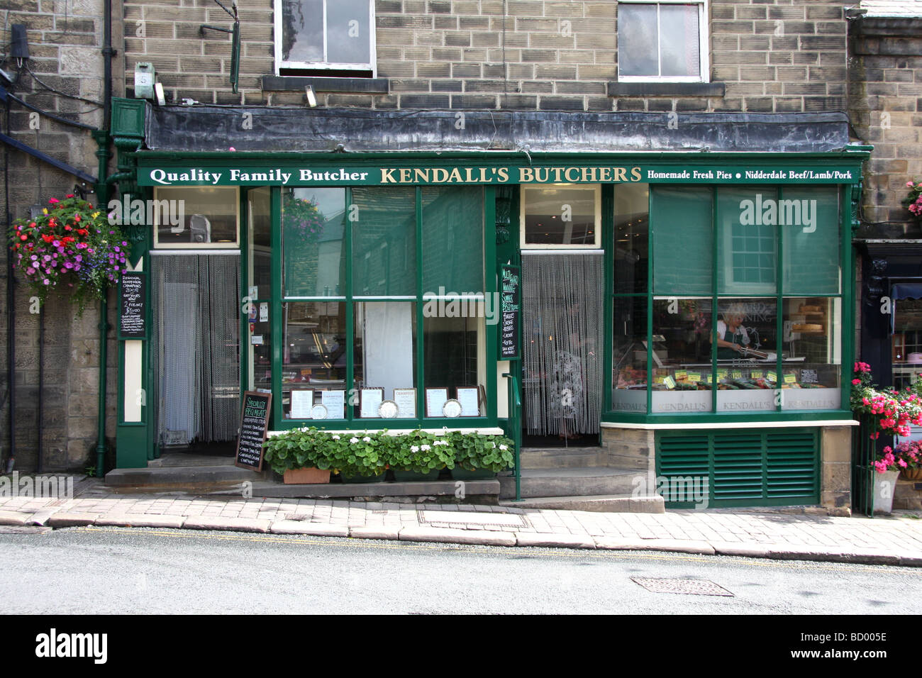Traditional butcher's shop in Pateley Bridge, North Yorkshire Stock