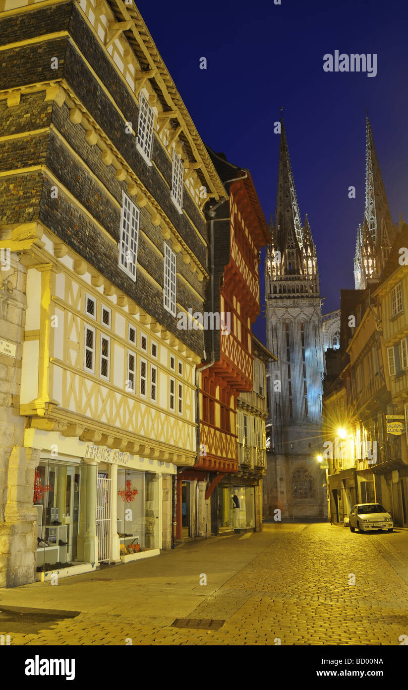 Quimper Cathedral Night Quimper Brittany High Resolution Stock Photography And Images Alamy
