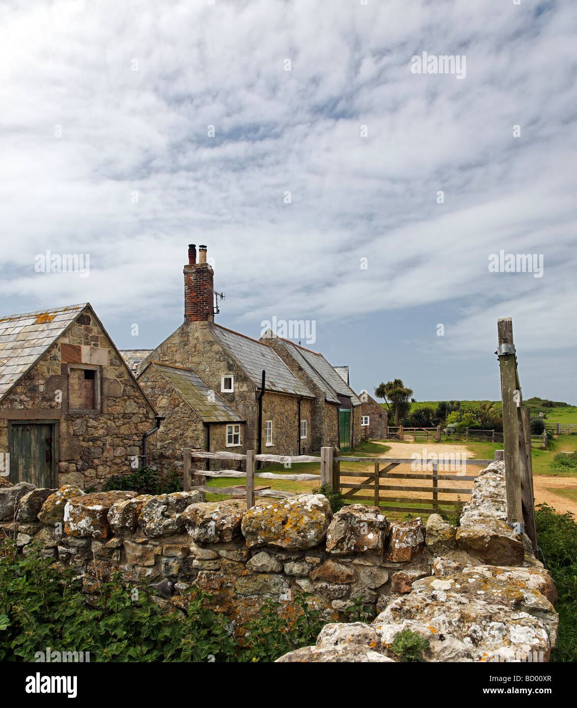 An Old Stone Farm Cottage In Niton Isle Of Wight Stock Photo