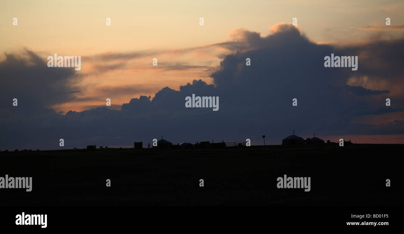 Traditional Ger at sunset, Mongolia Stock Photo - Alamy