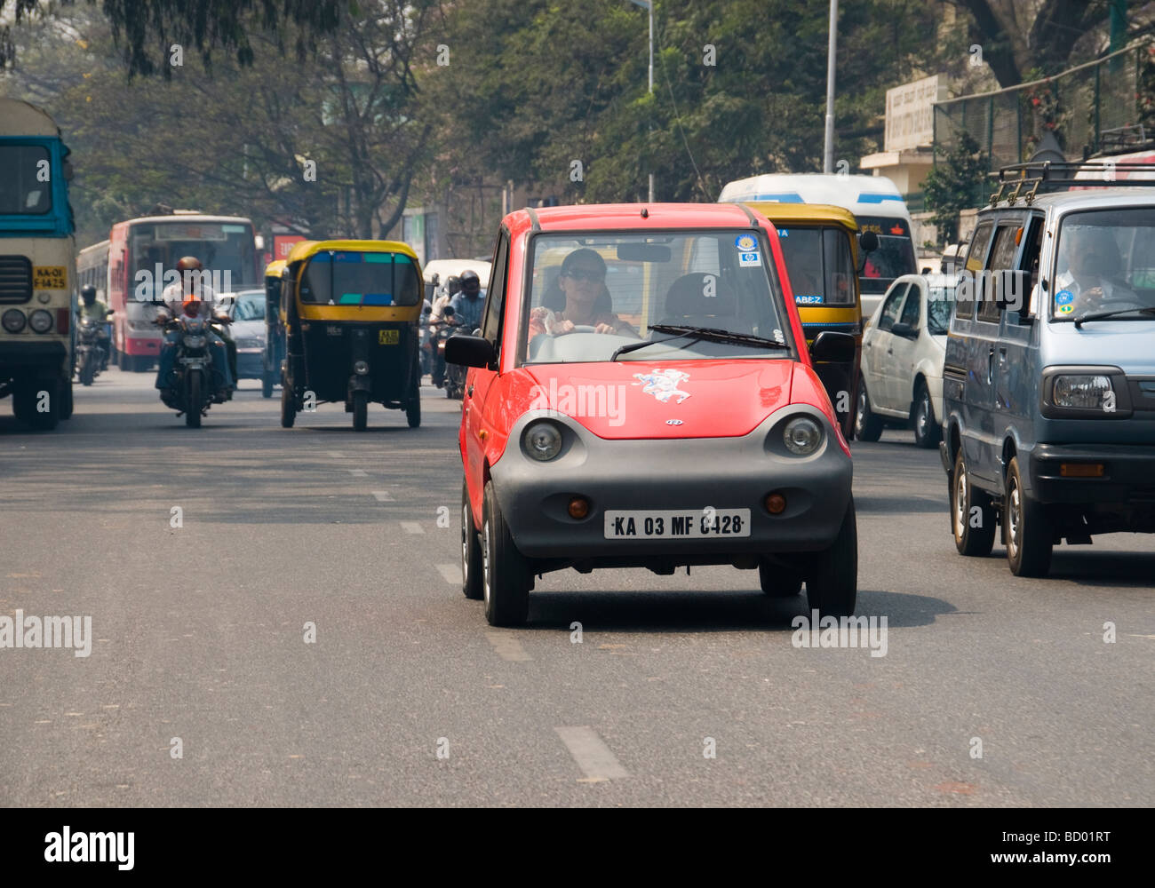 A Gwiz electric car in India Stock Photo