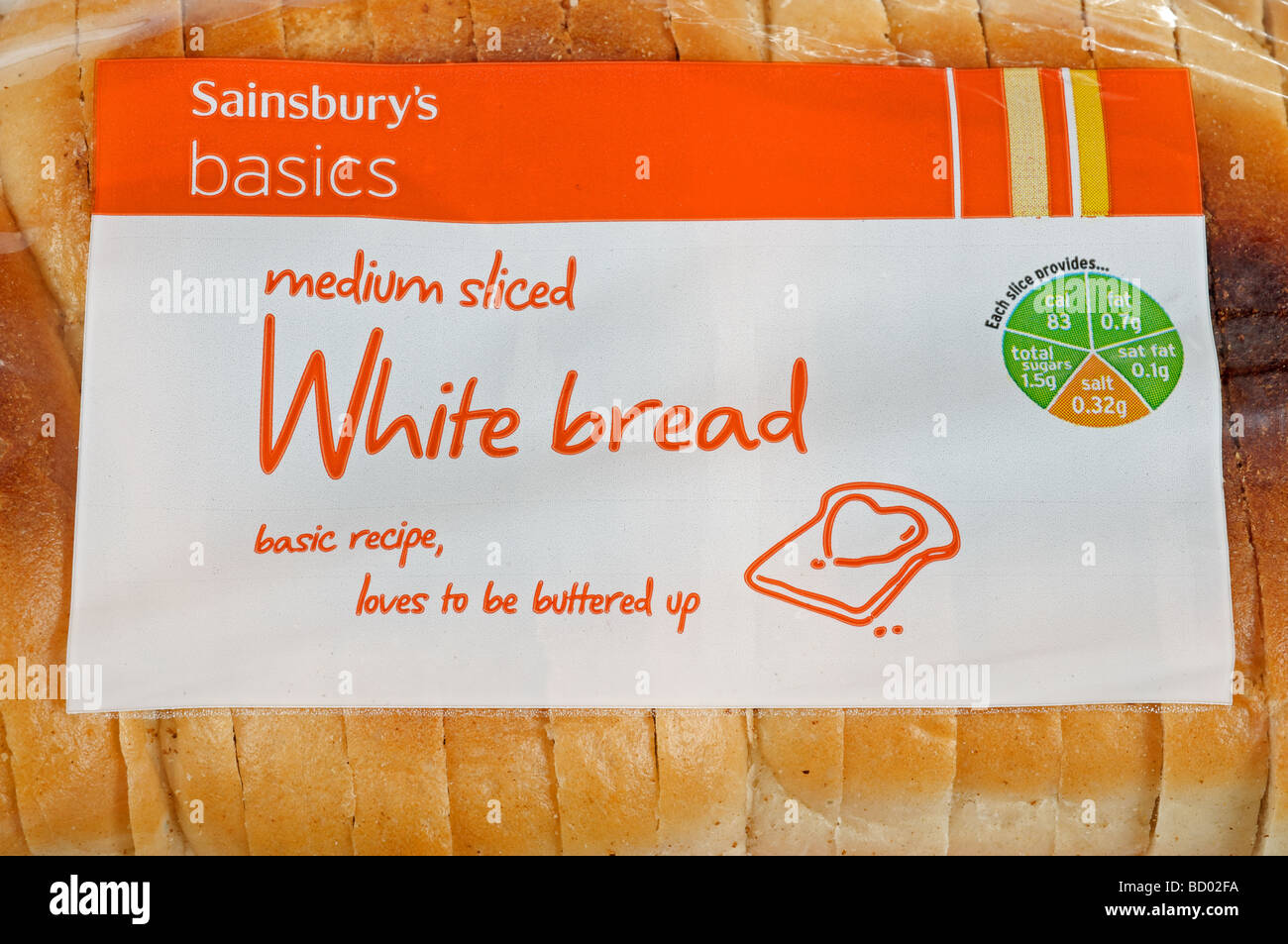 Sliced white bread from the Sainsbury's supermarket bascis food range Stock Photo Alamy