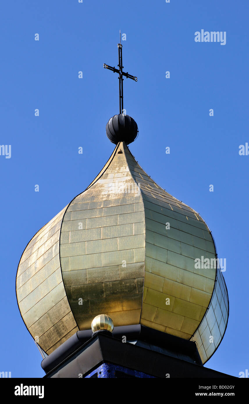 Detail of Gold Onion Dome at St Barbara Kirche Church of Saint Barbara by Friedensreich