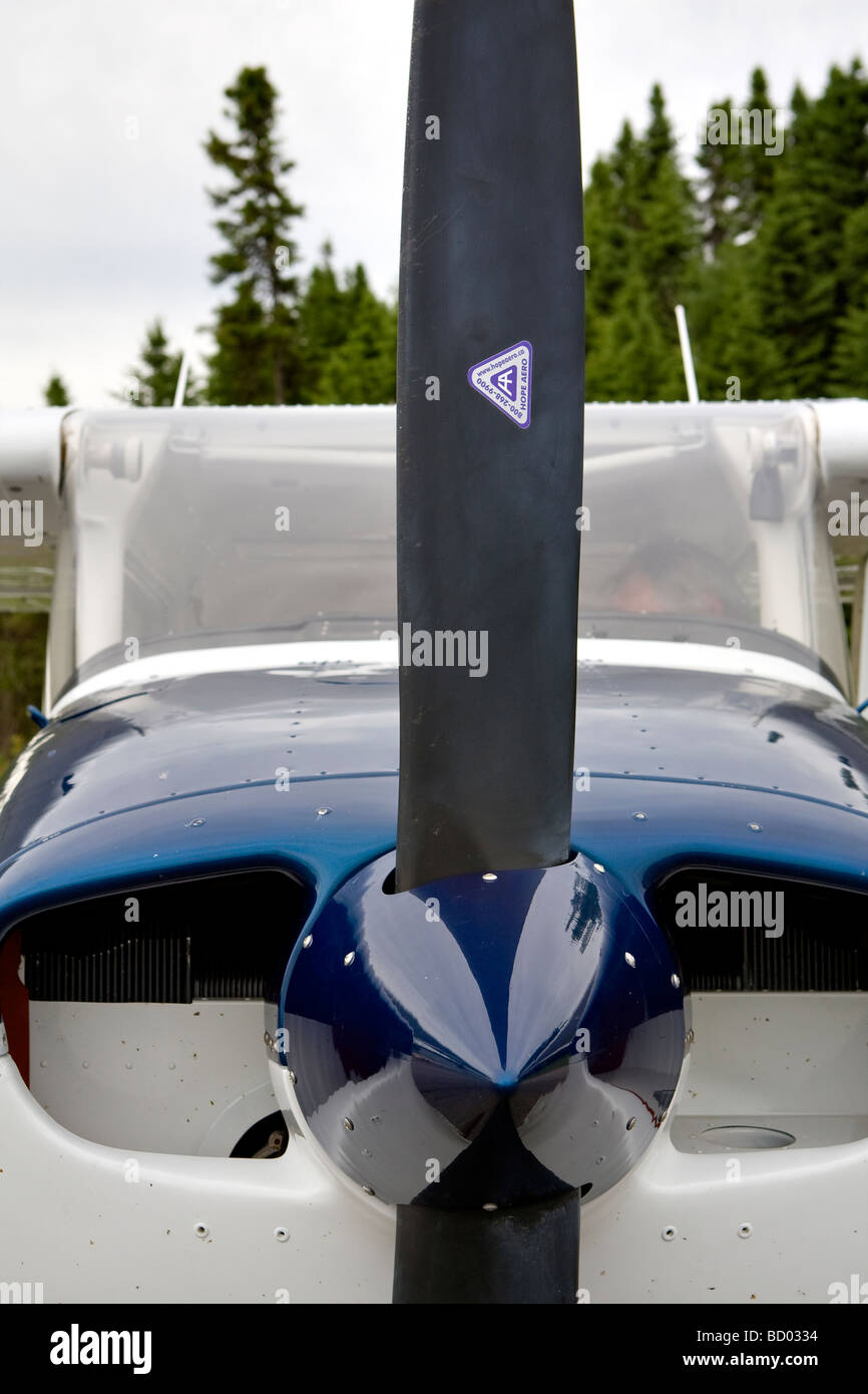 Close up of a skyhawk Cesna airplane nose and Propeller Stock Photo