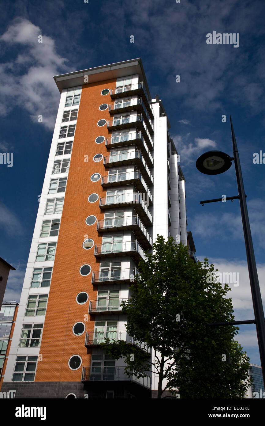 Modern buildings on Leeds Waterfront, offices, cafés, bars and