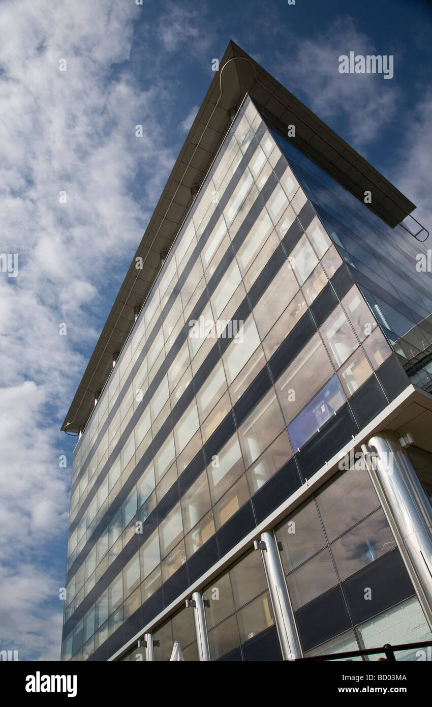 Modern buildings on Leeds Waterfront, offices, cafés, bars and