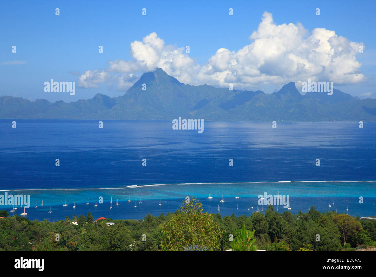 Moorea view from Tahiti, French Polynesia Stock Photo