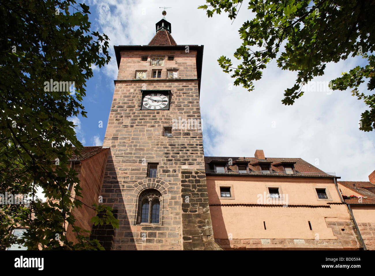 Laufer Schlagturm tower, built in 1250, Innerer Laufer Platz square, second last city fortification, city wall, old town, City  Stock Photo