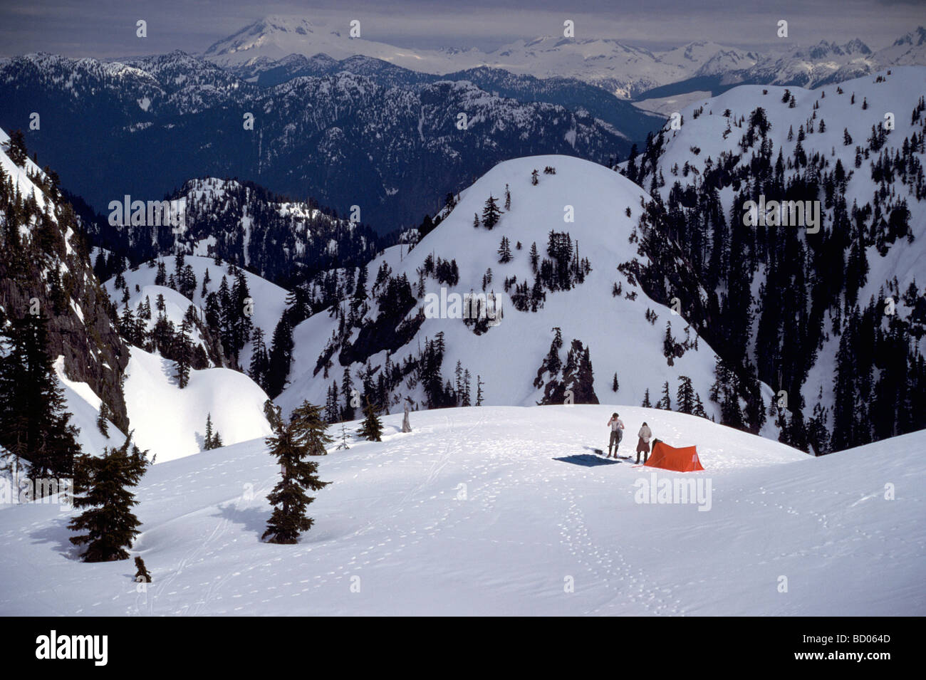 Winter Camping In Snow In The Coast Mountains In Mount Seymour Provincial Park North Vancouver British Columbia Canada Stock Photo Alamy