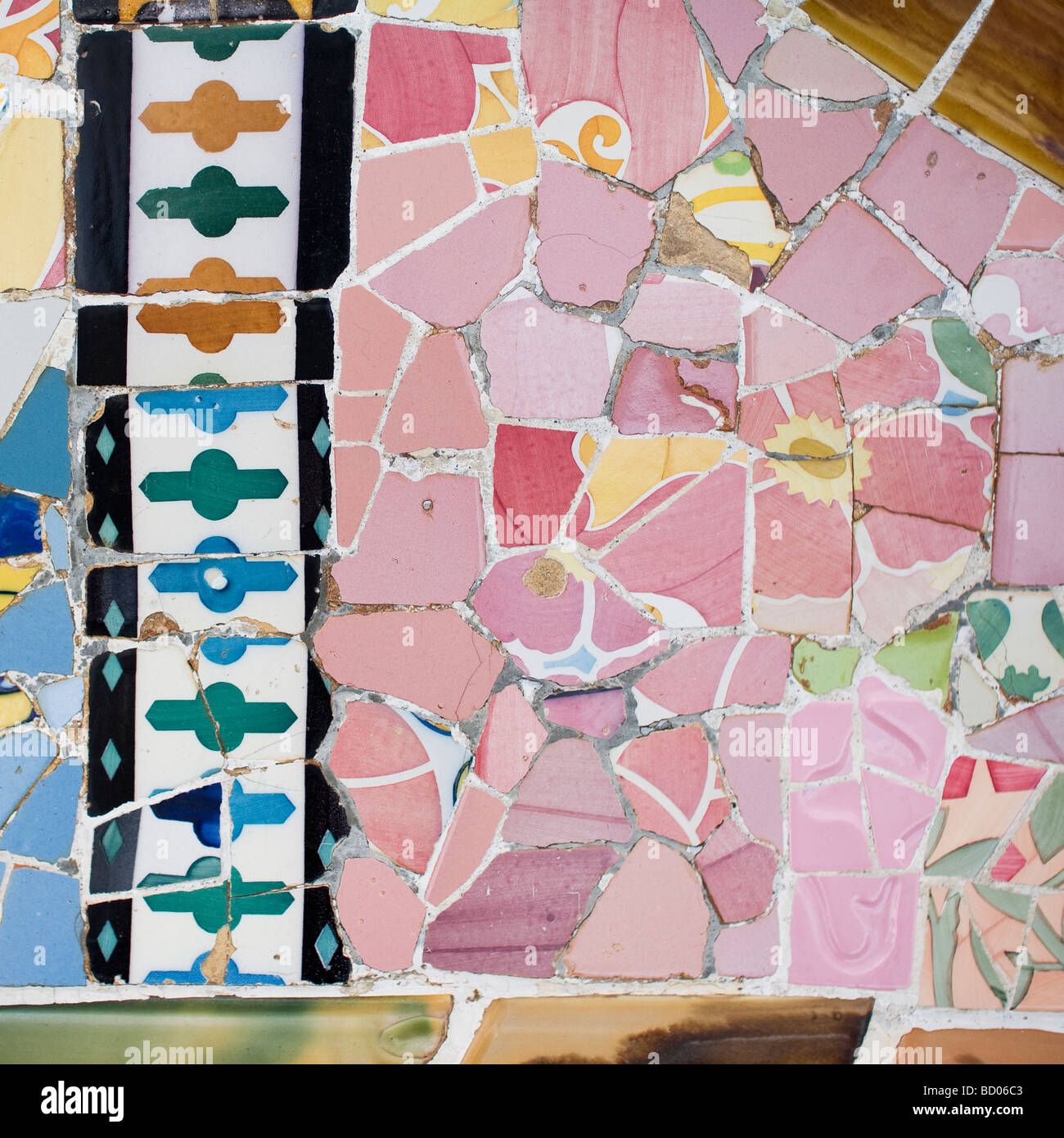 Park Güell Wall ceramics Antonio Gaudi Architect Gracia District ...