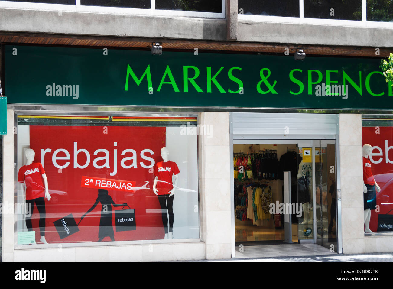 Rebajas signs (sale) in Marks and Spencer shop in Spain Stock Photo - Alamy