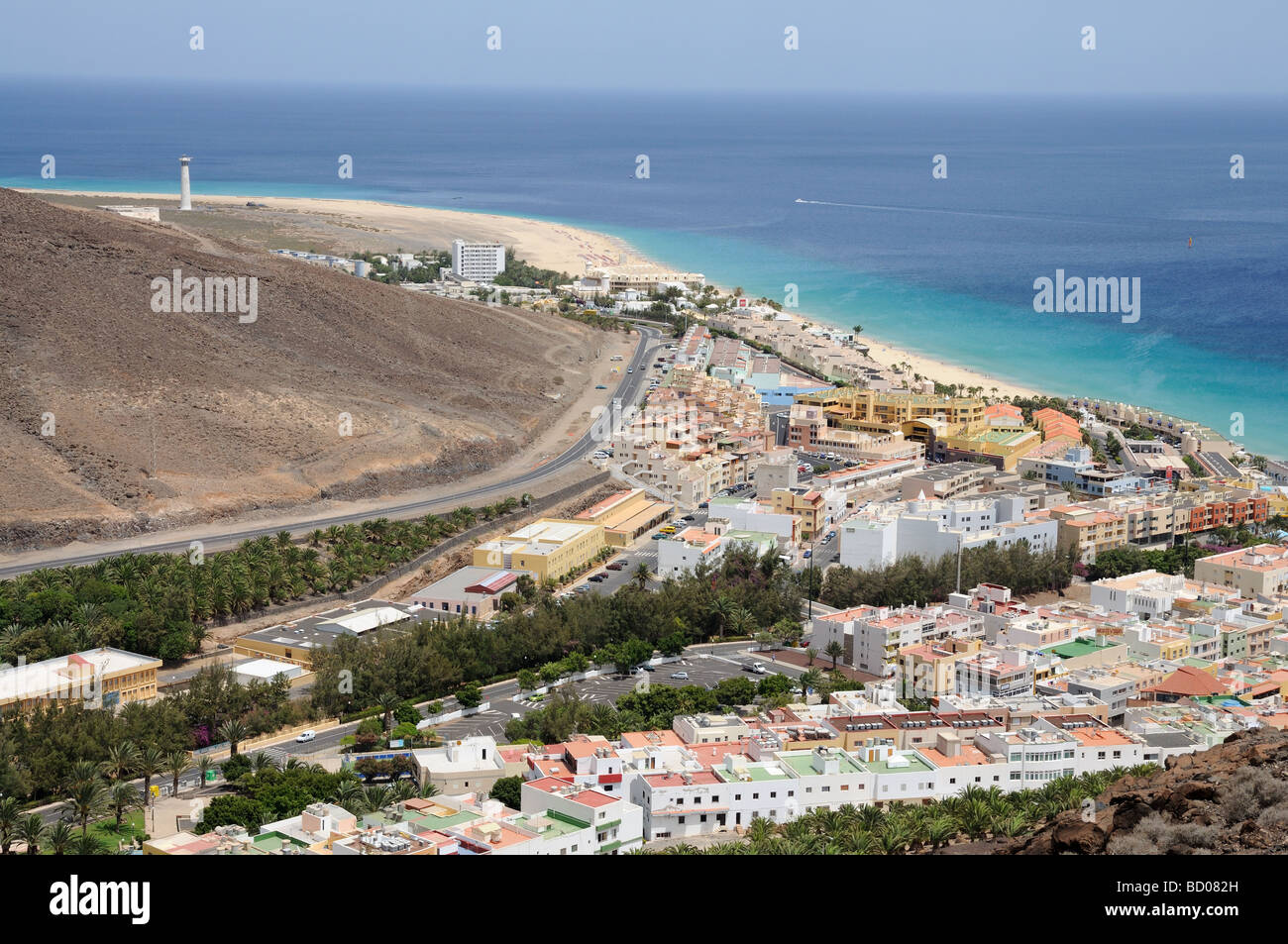 Aerial view over the town Morro Jable, Canary Island Fuerteventura, Spain Stock Photo
