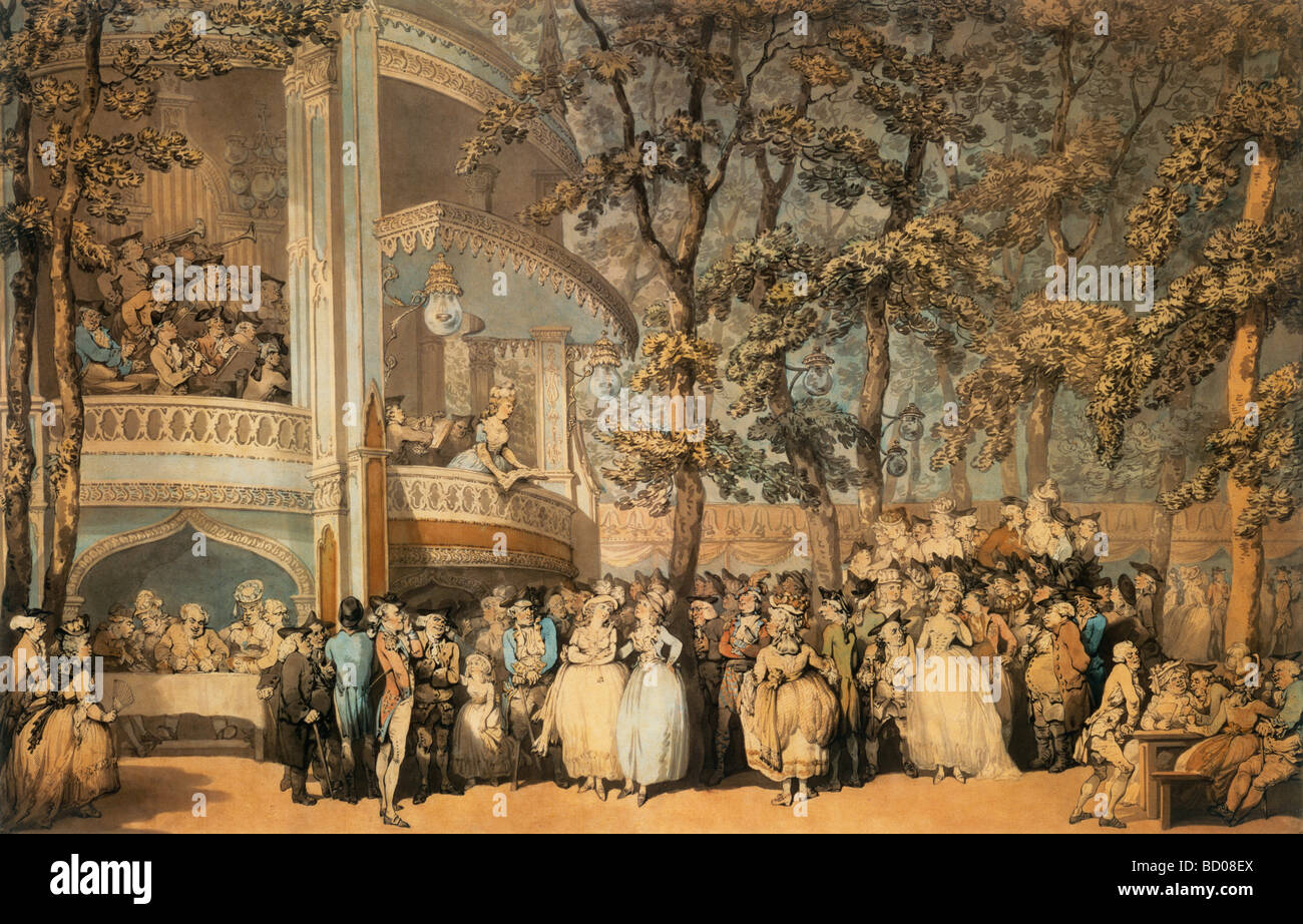 Vauxhall Gardens, by Thomas Rowlandson. London, England, 1784 Stock