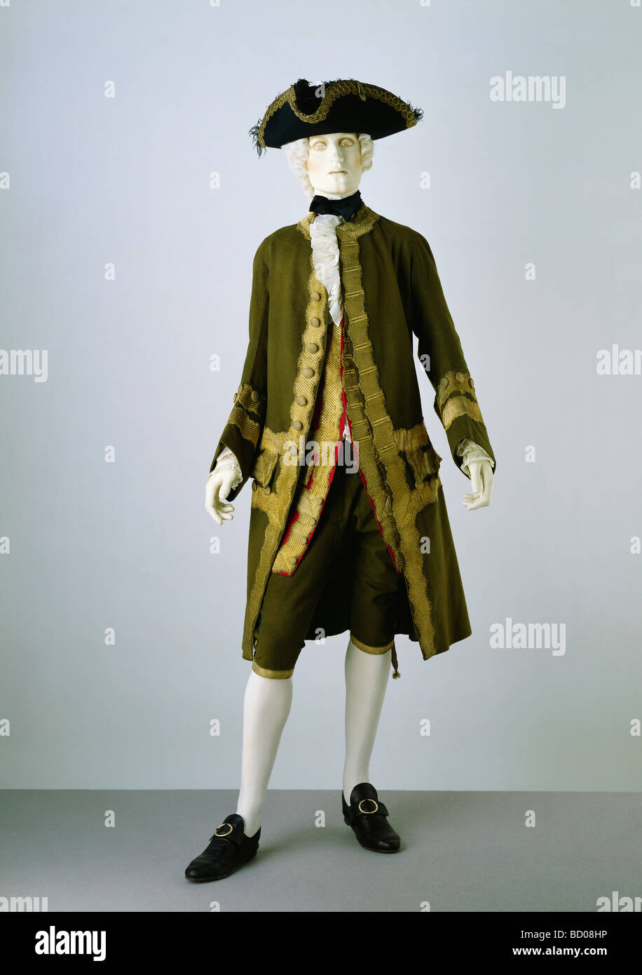 Coat, breeches and waistcoat. England, 18th century Stock Photo
