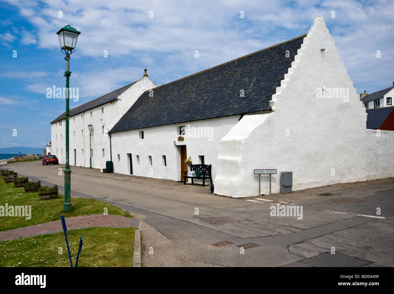 Telford House at the harbour in Portmahomack Easter Ross Scotland Stock