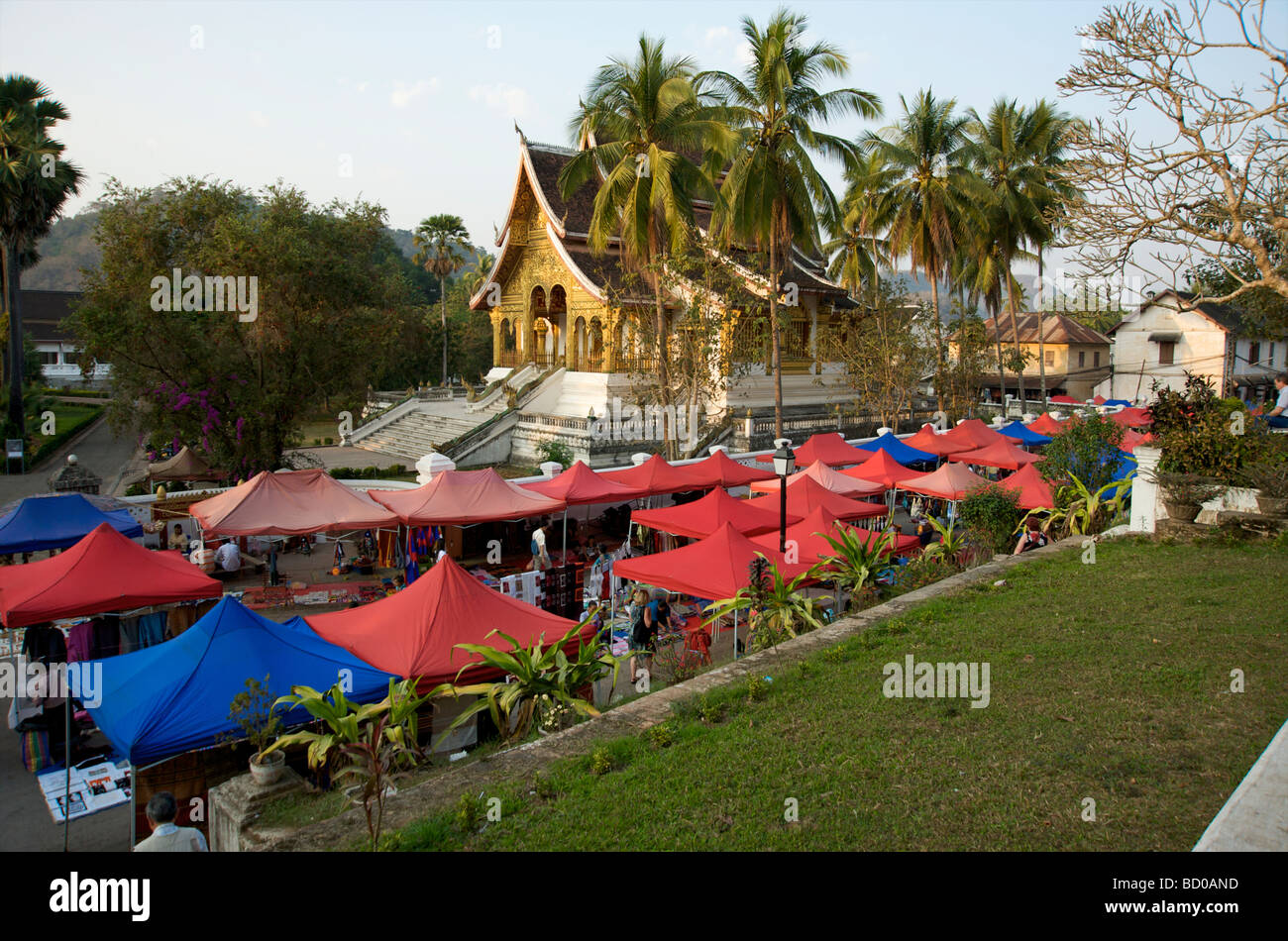 The tourist night market in Luang Prabang Laos Stock Photo