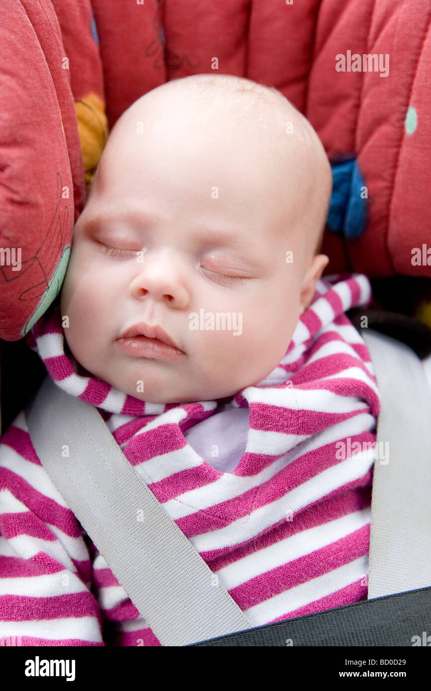 baby sleeping in car seat Stock Photo Alamy