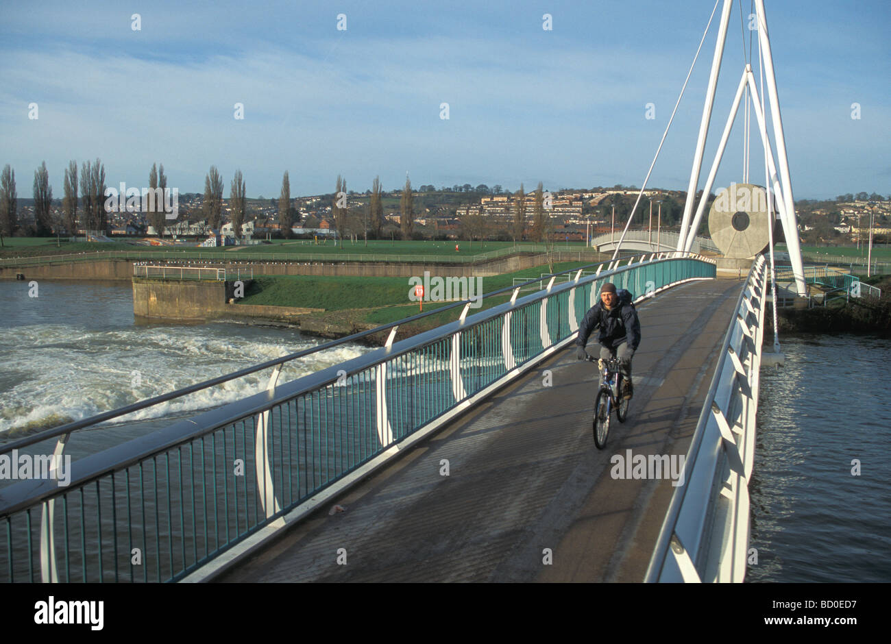 Miller s bridge cycle and pedestrian bridge over the River Exe in Exeter Devon Stock Photo