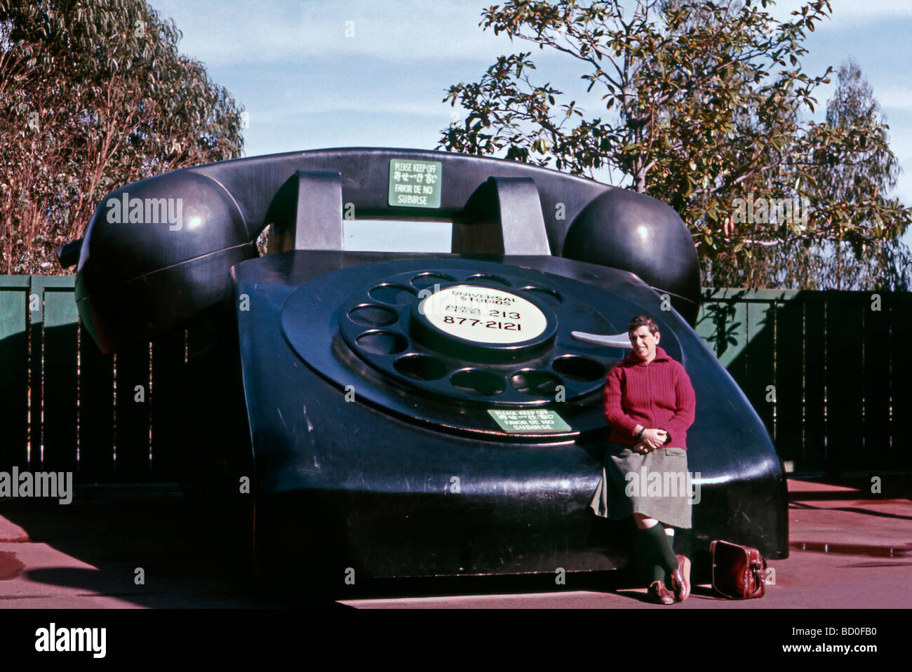 Giant prop telephone at Prop Plaza, the backlot of Universal Studios