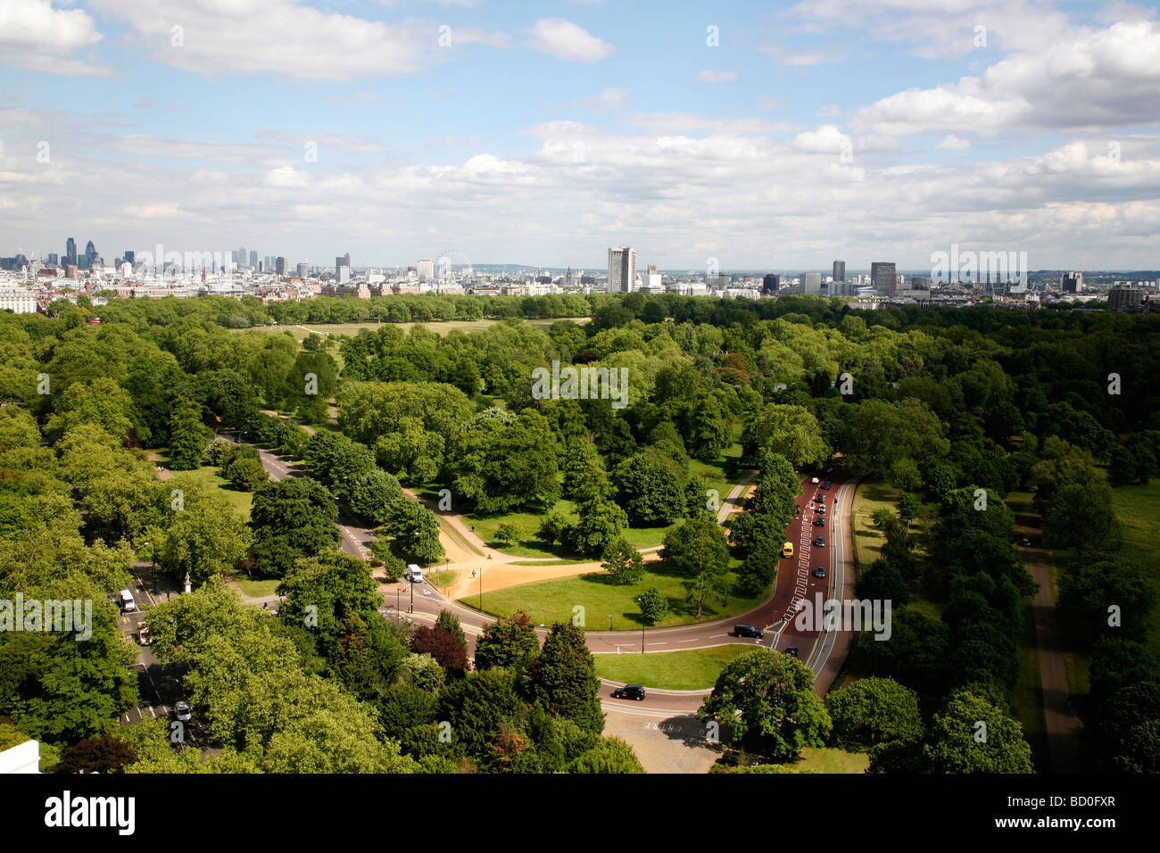Aerial view of Hyde Park, London, UK Stock Photo