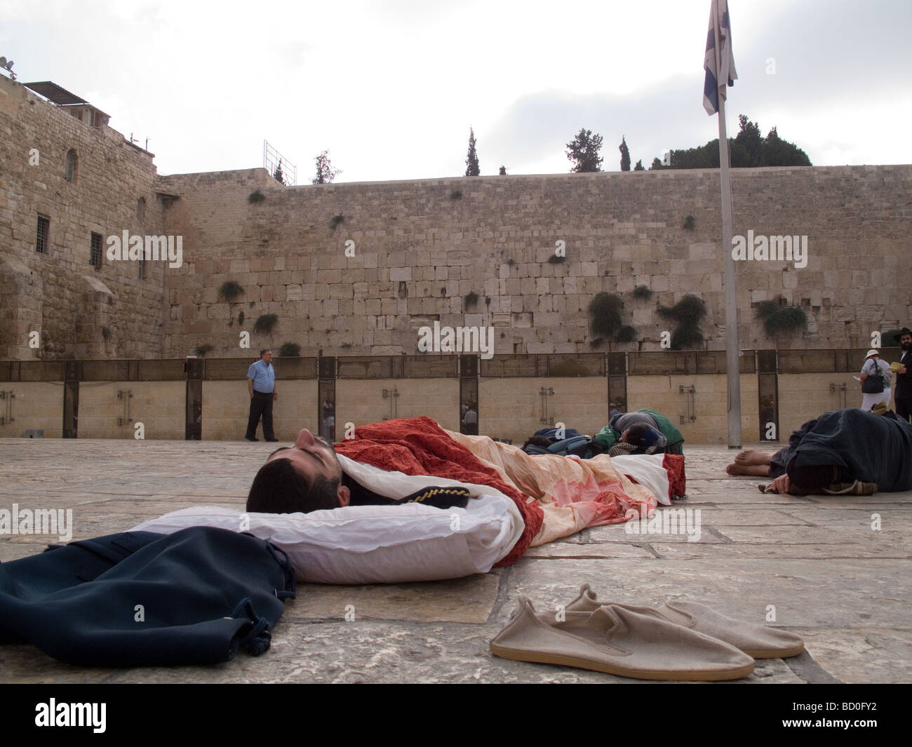 Tisha Be'Av at the Wailing Wall in Jerusalem Stock Photo