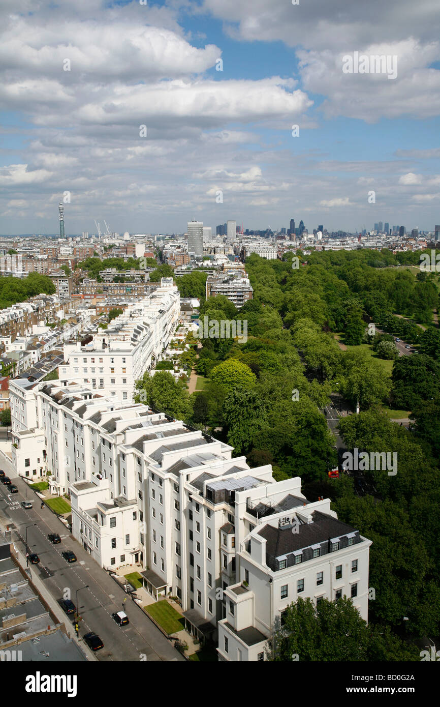 Skyline view over Hyde Park and Bayswater towards Mayfair and beyond to central London, UK Stock Photo
