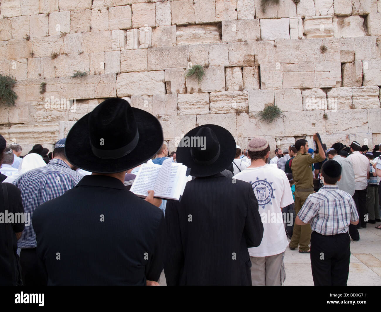 Tisha Be'Av at the Wailing Wall in Jerusalem Stock Photo