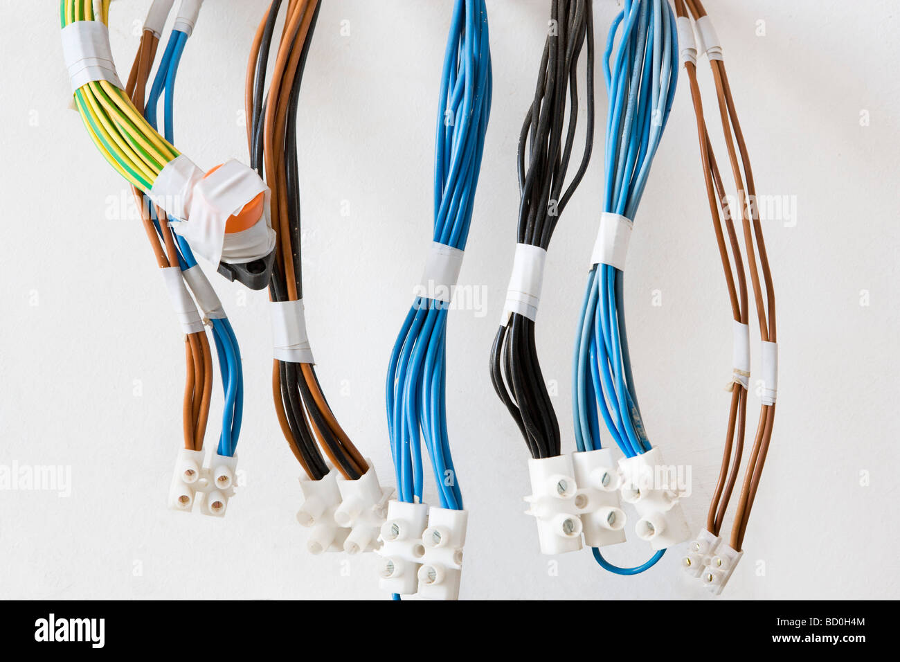 Multiple electrical cables Stock Photo