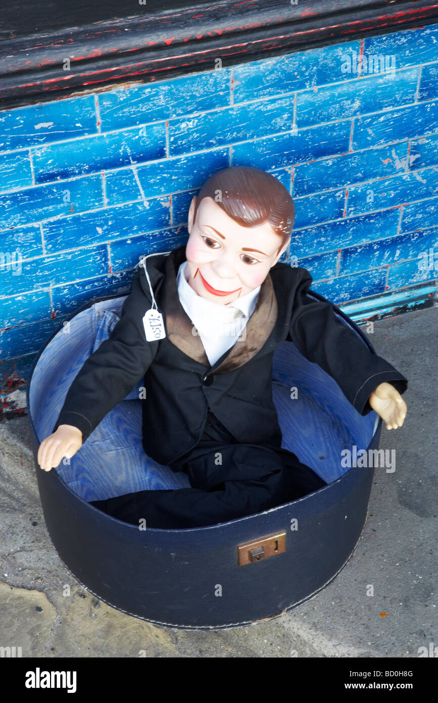 Ventriloquists doll on sale outside a shop Stock Photo