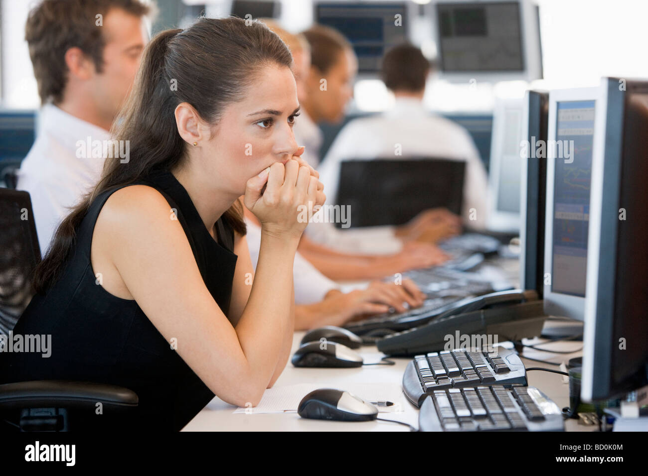 Woman Looking At Monitor Stock Photo Alamy