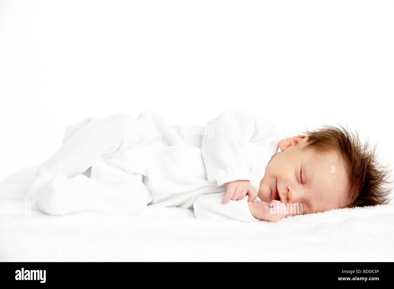 Peaceful Sleeping Newborn Baby Stock Photo