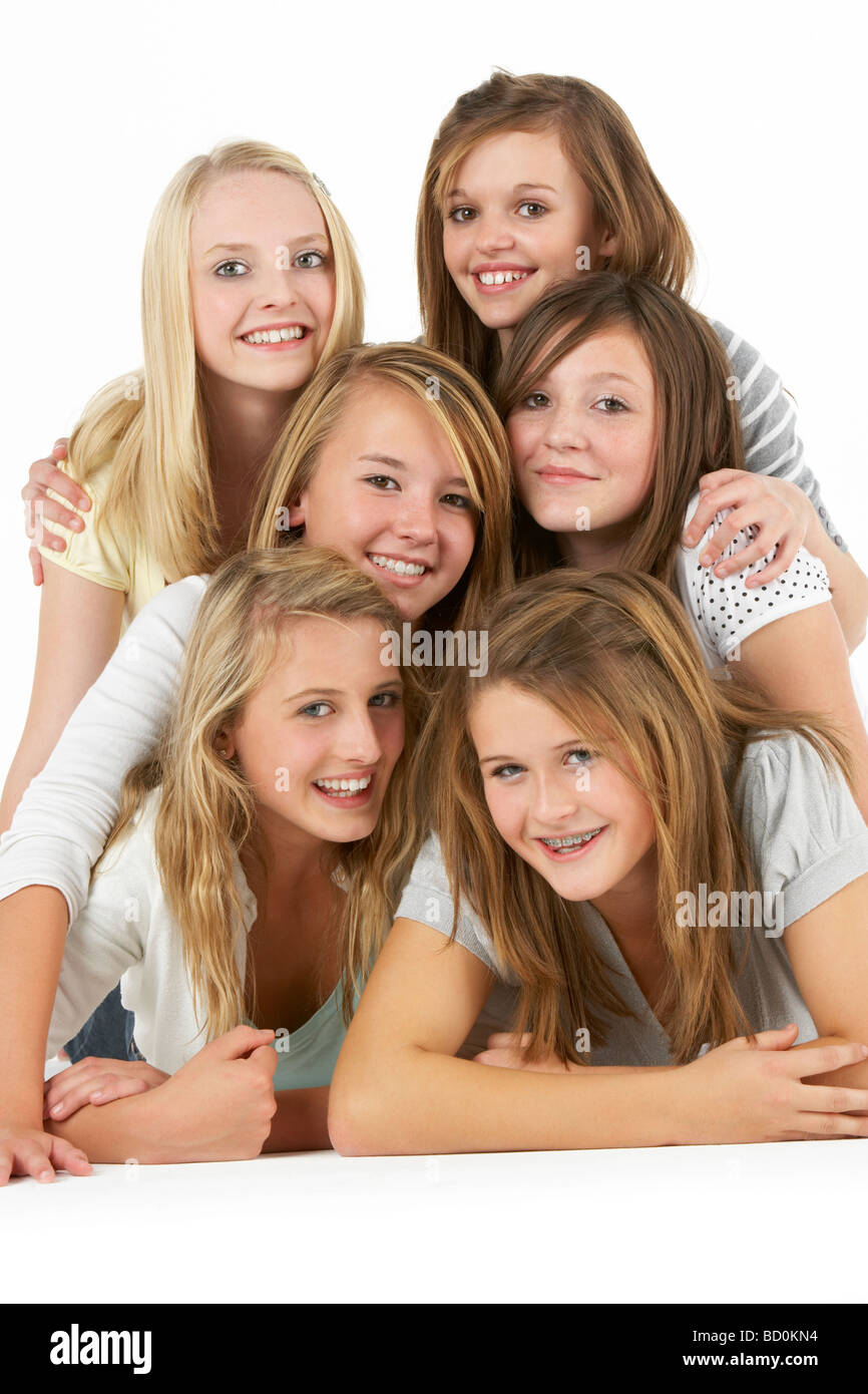 Group Of Teenage Girlfriends Stock Photo Alamy